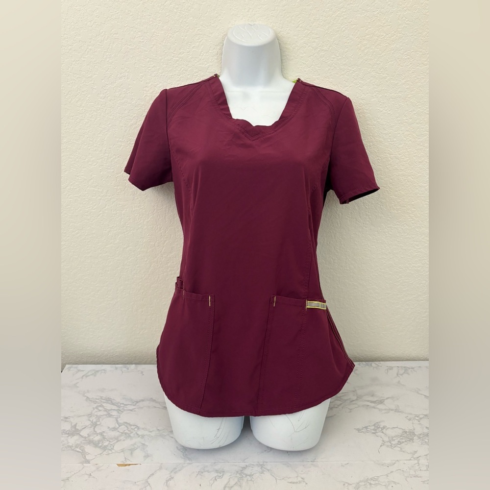 Scrubstar Womens Scrub Top XS Ethical Fabric Stretch Sweet Sangria WM31T661B​